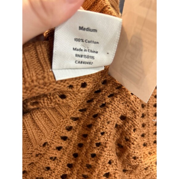 Varley Women’s Fox Knit Crochet Crew Neck Sweater in Almond Size M NWT - Picture 10 of 10